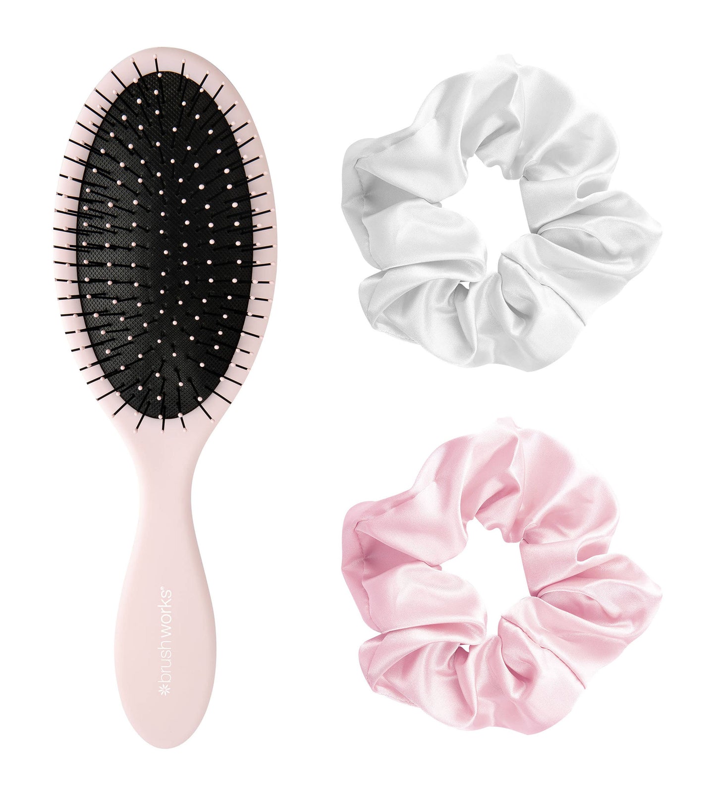 BRUSHWORKS DETANGLING BRUSH & SATIN SCRUNCHIES