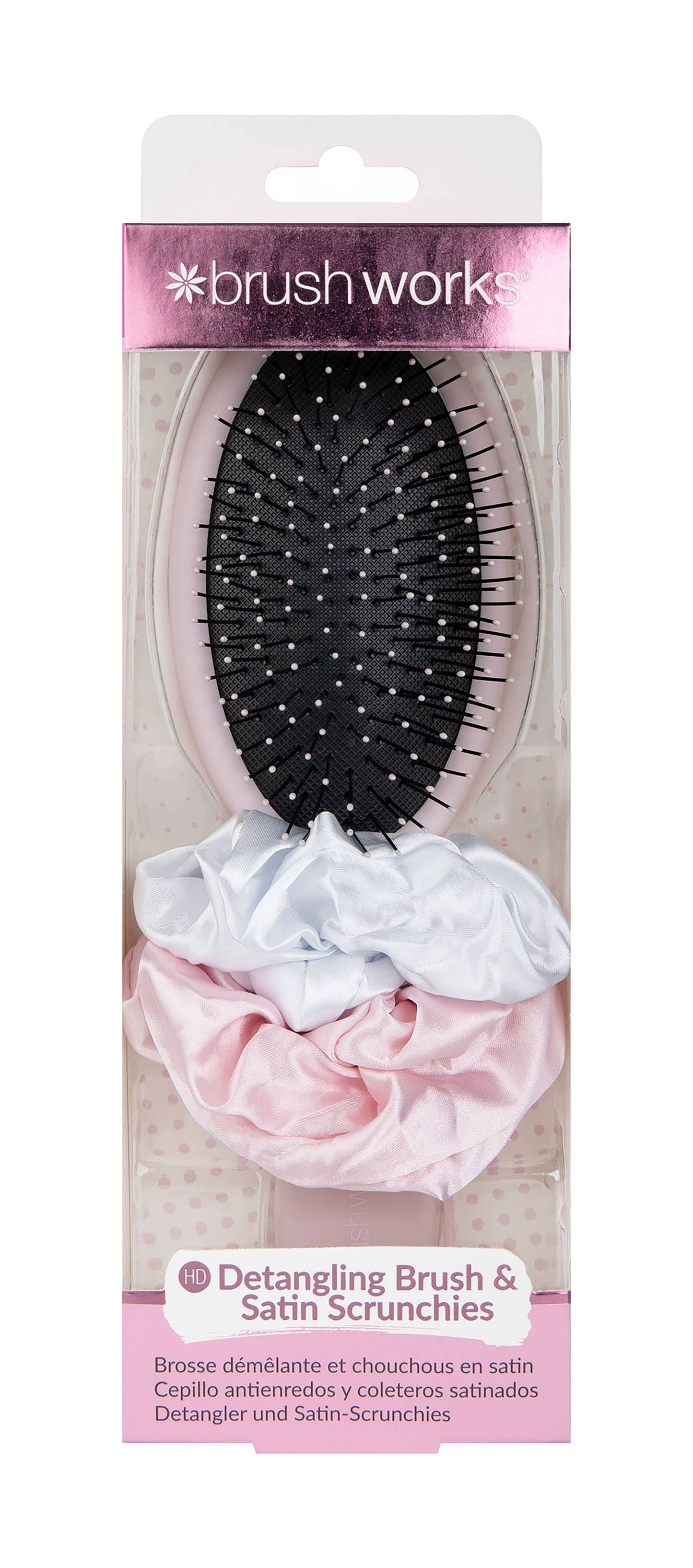 BRUSHWORKS DETANGLING BRUSH & SATIN SCRUNCHIES