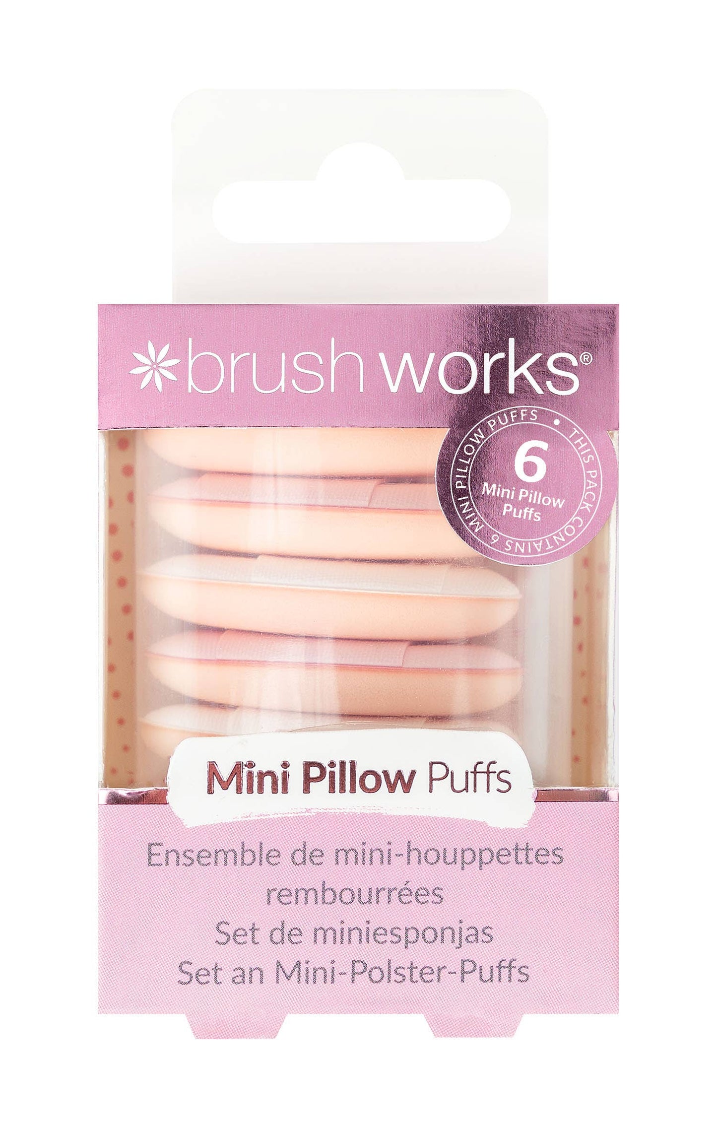 BRUSHWORKS MINI PILLOW PUFFS - 6 PACK